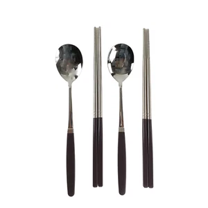 2 pc Modern Style Premium Stainless Steel Spoon & Chopstick Set, Everyday Use - Picture 1 of 22