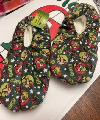 Dr Seuss Mens The Grinch & Max Christmas Slipper Socks Size 10-13 Unisex Adults - Image 1 of 4