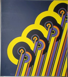 Quadro acrilico astratto geometria forme Helmut Hungerberg firmato 1971 - Foto 1 di 17