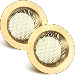 2 Stück Coladores Fregadero Acero Inoxidierbar 4,4 Zoll Atrapapelo Comida Dorado - Bild 1 von 12