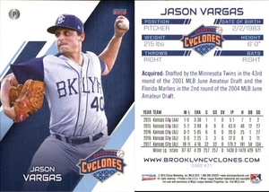Jason Vargas 2018 Choice Brooklyn Cyclones #31 RC Card FREE SHIP *AutographDen* - Picture 1 of 1