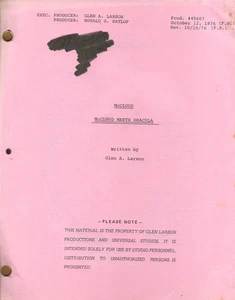 McCLOUD-TV SERIES-1976/77-McCLOUD MEETS DRACULA-ORIGINAL TV SCRIPT-FINAL EPISODE - Picture 1 of 2
