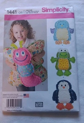 Simplicity #1441 RAG QUILTED ANIMAL PILLOWS  Uncut Sewing Pattern Factory  Fold - Image 1 of 4
