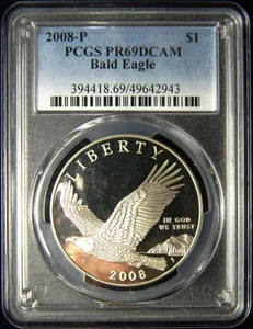 2008-P BALD EAGLE RECOVERY2 COMMEMORATIVE PROOF SILVER DOLLAR, PCGS PR69DCAM - Picture 1 of 2