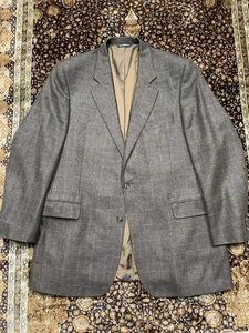Jack Victor Sport Coat Brown Rust Wheat Overcheck Windowpane Wool Mens 46L - Picture 1 of 16
