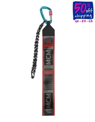 RRP€280 MCM Raymond Baggage Luggage Tag Contrast Leather Printed Carabiner Clasp - Image 1 of 4