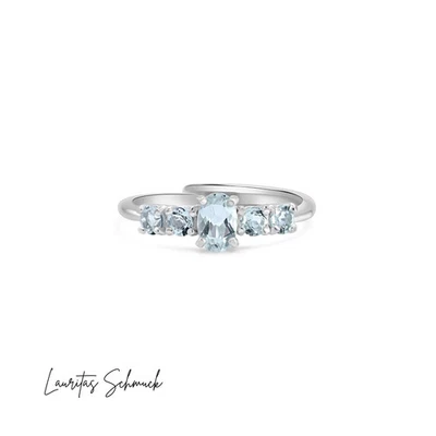 Aquamarin Ring 925 Silber Schmuck blau Naturstein Sterlingsilber Echtschmuck Neu - Bild 1 von 4