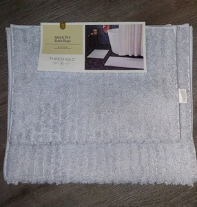 Threshold - Quick Dry Bath Rugs Set of 2 New - 17×24 & 20×34 - Light Gray - Picture 1 of 6
