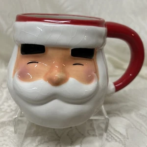Weihnachtsmann Gesicht Tasse schwarz Augenbrauen Keramik Weihnachten Urlaub Santa Threshold - Bild 1 von 10