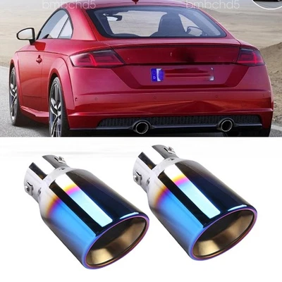 2x Exhaust Pipe Tip Rear Tail Throat Muffler Stainless For Audi TT TTS — 第 1/4 张图片