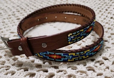 Cinturón Hecho a Mano con Cuentas Genuino Hecho en India Talla 38 Boho Hippie Western Foto 1 de 4