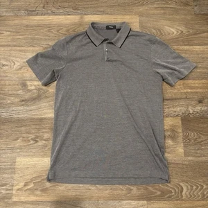 Theory Steel Staple Polo Shirt Men’s Medium Gray Short Sleeve Modern - Picture 1 of 4