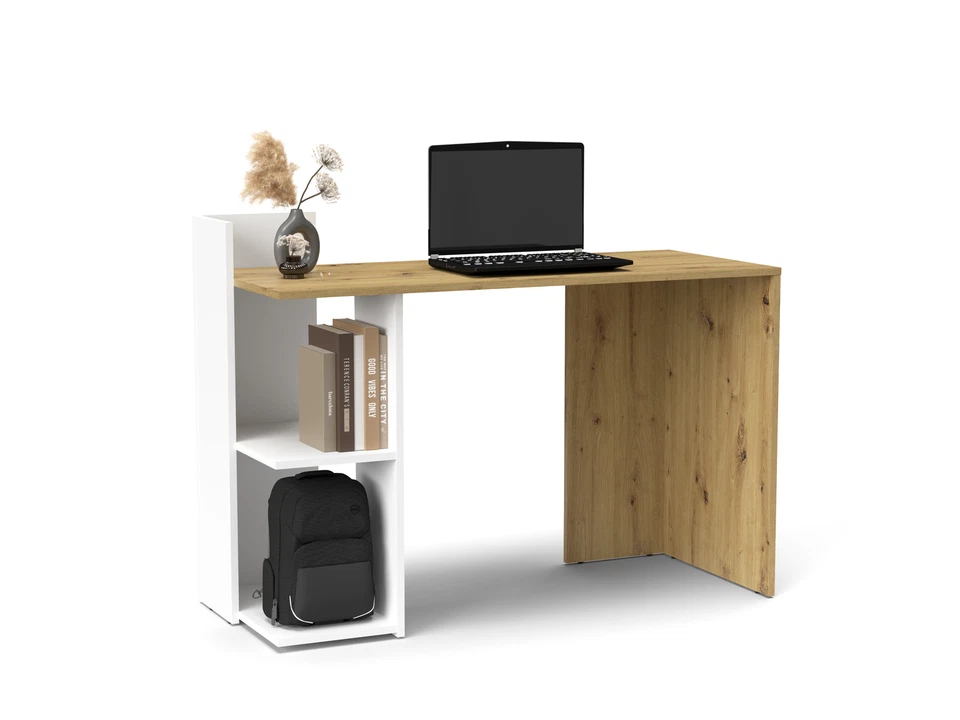 DecHome Scrivania Paco 2 Ripiani 120x51x87 cm Rovere Artisan Bianco AC.PC.01