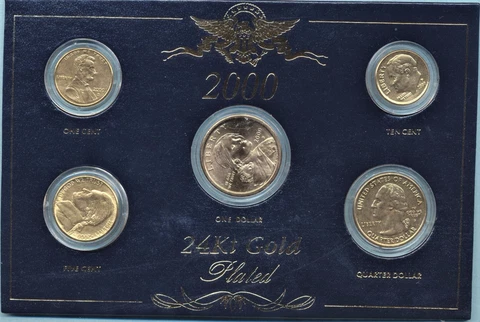 2000 P  5 Piece Gold Coin Set in Cardboard Holder  FREE SHIP Cover