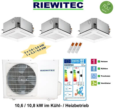 Triple Multi Split Klimaanlage Wärmepumpe Deckenkassette RIEWITEC 10,6/10,8 kW - Bild 1 von 4