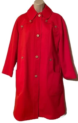 Gabardina de vestir vintage Misty Harbor talla 12 rojo cereza para mujer botones dorados Foto 1 de 4