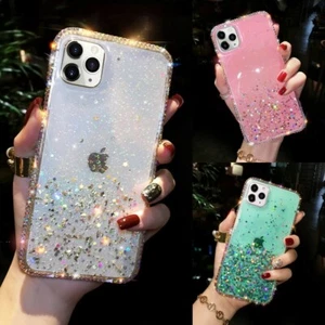 For iPhone 16e 16 Pro Max 15 14 13 12 11 Cute Glitter Sparkle Bling Diamond Case - Picture 1 of 20
