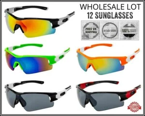 WHOLESALE LOT Men Sport Wrap Around Cycling Fishing Golfing SUN GLASSES 12 Pairs - Picture 1 of 6