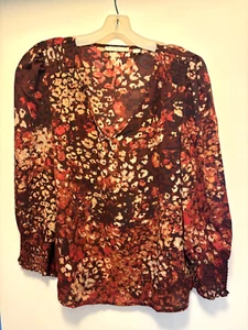Sunny Leigh Ladies Size M Regular V-Neck Abstract Long-Sleeve Blouse NWT - Picture 1 of 3