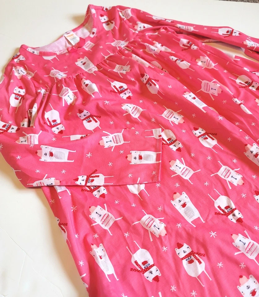 Gymboree Girl 7-8 Pink Cat Bear Hot Cocoa Nightgown Pajamas NWT PJs Winter - Image 1 of 2