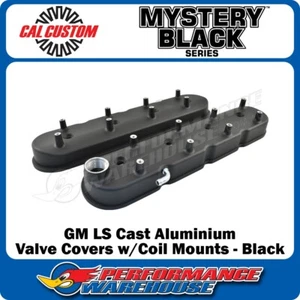 Black Cast Aluminium GM LS Valve Covers w/Coil Mounts Chev Holden LS2 LS3 LS7 - Picture 1 of 4