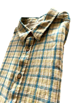 Camisa Royal Robbins Para Hombre XXL Amarilla Azul Texturizada Algodón a Cuadros Calce Relajado SS Foto 1 de 4