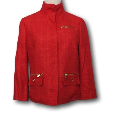 Chaqueta de seda CARLISLE (US 2-UK 4) plisada trasera bolsillos con cremallera botones dorados Foto 1 de 4