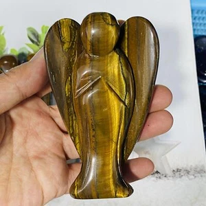Cuarzo natural ojo de tigre tallado a mano cristal ángel curación Reiki 1 pieza - Imagen 1 de 12