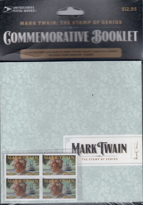 Mark Twain: Stamp of Genius 40-Page Booklet & 4 Forever Stamps 2011 Scott #4545 - Image 1 of 3