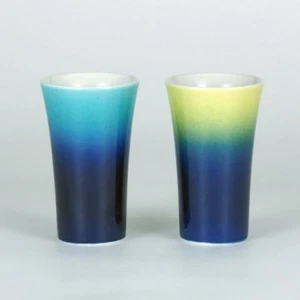Kutani yaki porcelain Japanese Free Beer Tea cup Guinomi Yusai beautiful set 2 - Picture 1 of 1