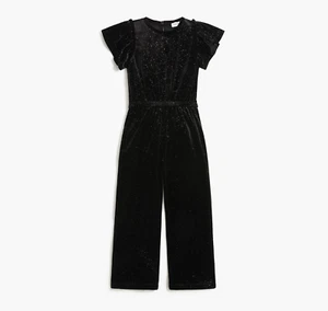 J.CREW CREWCUTS GIRLS BLACK GOLD SHORT SLEEVE SPARKLY VELVET JUMPSUIT Sz 2 - Picture 1 of 2