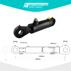 Hydraulikzylinder einfachwirkend 63/36 Hub 90 mit Gelenkaugen 35mm - Bild 1 von 1