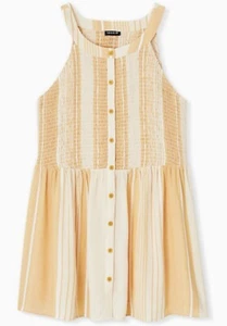 Torrid 1 Babydoll Smocked Button Up Rayon Top YELLOW NWT Size 1X, 14 16 - Picture 1 of 5