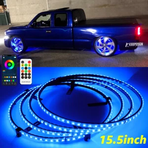 4x15.5'' RGB LED Wheel Ring Trim Lights Brake For Chevy Silverado 1500 2500 3500 - Picture 1 of 10