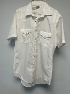 Western Frontier White Pearl Snap Front Mens Short Sleeve Shirt Size Medium - Picture 1 of 4