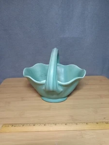 vintage stangl pottery flower floral green blue basket vase with handle 3225 usa - Picture 1 of 8