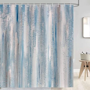 Abstract Shower Curtain Blue Pink Modern Stripe Bathroom Decorative Shower Cu... - Picture 1 of 6