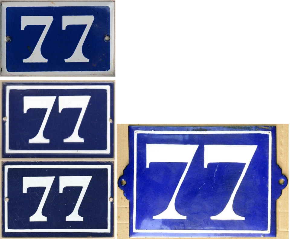 Antiga casa francesa azul número 77 porta portão parede cerca placa placa placa - Imagem 1 de 1