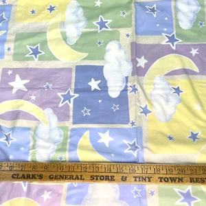 Vintage Baumwolle hell Pastellwolken Mondsterne Baby Quilt Stützstoff 49" x 2 yds - Bild 1 von 8