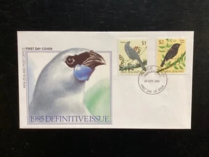 NZ 1985-89 $1 Kokako + $2Black Robin Bird Definitives FDC (NZF1121#10) - Picture 1 of 1