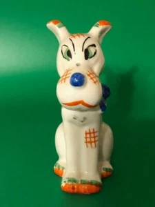 VINTAGE WHIMSICAL COLORFUL CERAMIC DOG FIGURINE 4 1/2" TALL MADE IN JAPAN - Picture 1 of 5