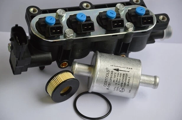 RAIL 4 INIETTORI TAPPO BLU BOSCH GPL ORIGINALE LANDI RENZO RENZO + 2 Filtri