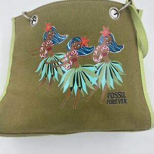 Forever Fossil Canvas Bag  Purse Green  Hula