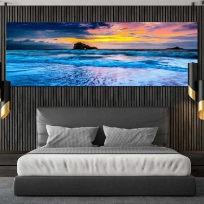 Landscape Poster Sunset Beach Sea Canvas Painting Canvas Wall Art Home Decor Art - Image 1 of 2