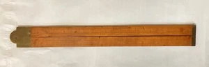 ANTIGUA BISAGRA Y PUNTAS DE LATÓN MADERA 24" REGLA DE CARPINTERO HERRAMIENTA DE CARPINTERÍA SIN MARCA - Imagen 1 de 6
