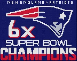 CROSS STITCH+ CRAFT PATTERN NE Patriots Football NFL 6X Superbowl Champs Sign - Picture 1 of 14