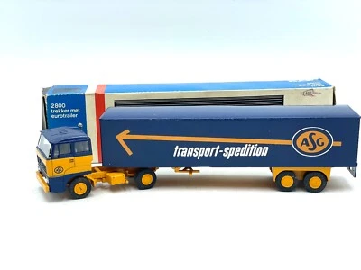 Vintage DAF Lion Car Trekker Met Eurotrailer ASG Transport - Spedition 1/50 #AF - Immagine 1 di 4