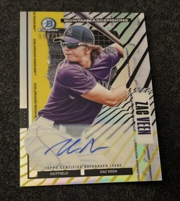 2021 Bowman Chrome Zac Veen Bowman Ascensions Auto Refractor #9/121 Rookie - Image 1 of 3