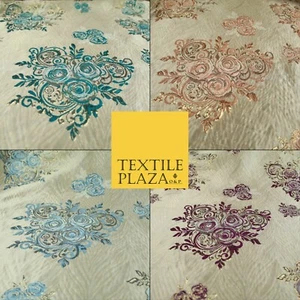 Lujo Floral Rosa Trío Onda Texturizado Brocado Tela Metálica 59" de Ancho - Imagen 1 de 18