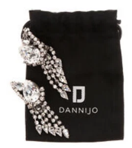$220 DANNIJO Dannijo Woman Kora Silver-tone Crystal Clip Long Earrings Silver Tn - Picture 1 of 3